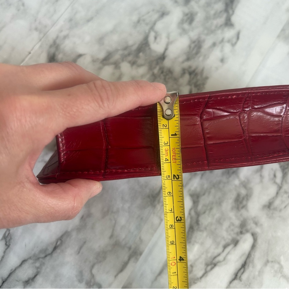 Brighton | Red Leather Croc Embossed Zip Up cosmetic Case Coin purse Makeup case - Picture 10 of 10
